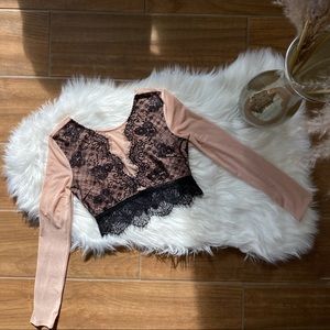 Mesh Long Sleeve Crop Top